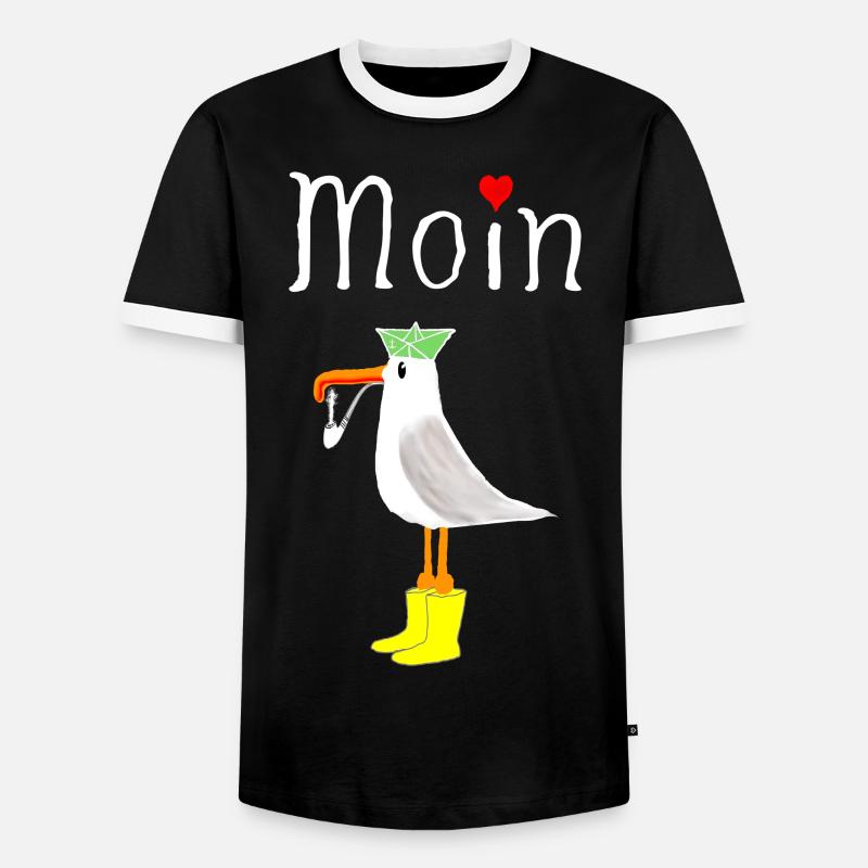 Moin Möwe Seemann - Männer Kontrast-T-Shirt - Schwarz/Weiß