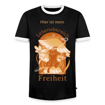Here is my sphere of life: freedom - Men's Ringer Shirt - black/white - Front - AI Model Female 172 light (172cm) & AI Model Male 178 light (178cm)