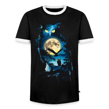 Niedliche Eule als Zauberer für einen Eulen Fans - Männer Kontrast-T-Shirt - Schwarz/Weiß - Vorne - AI Model Female 172 light (172cm) & AI Model Male 178 light (178cm)