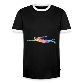 Silhouette de natation - T-shirt contrasté Homme - noir/blanc - Devant - AI Model Female 172 light (172cm) & AI Model Male 178 light (178cm)