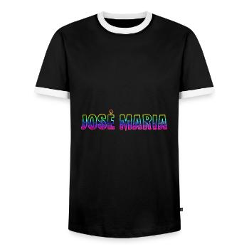 José Maria RS Rainbow - Men's Ringer Shirt - black/white - Front - AI Model Female 172 light (172cm) & AI Model Male 178 light (178cm)