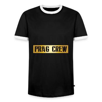 Prag Crew - Männer Kontrast-T-Shirt - Schwarz/Weiß - Vorne - AI Model Female 172 light (172cm) & AI Model Male 178 light (178cm)