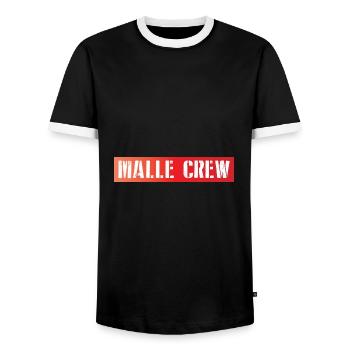 Malle Crew - Men's Ringer Shirt - black/white - Front - AI Model Female 172 light (172cm) & AI Model Male 178 light (178cm)