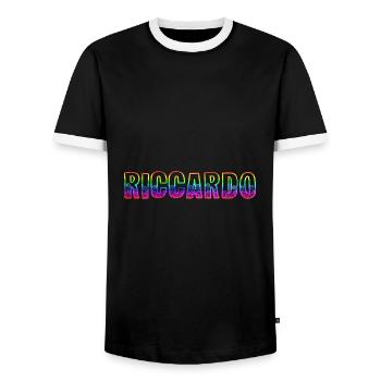 riccardo rs arc-en-ciel - T-shirt contrasté Homme - noir/blanc - Devant - AI Model Female 172 light (172cm) & AI Model Male 178 light (178cm)