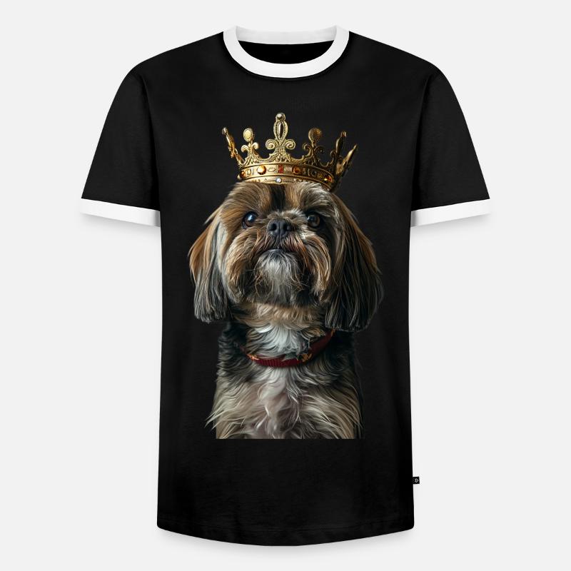 Lhasa Apso - Männer Kontrast-T-Shirt - Schwarz/Weiß