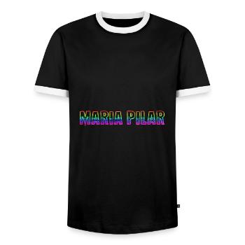 Maria Pilar RS Rainbow - Men's Ringer Shirt - black/white - Front - AI Model Female 172 light (172cm) & AI Model Male 178 light (178cm)