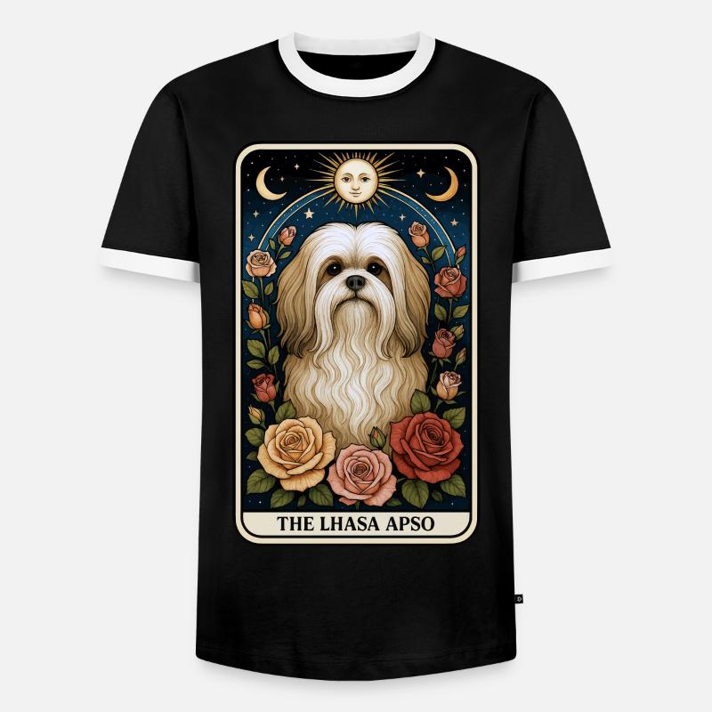 Lhasa Apso - Männer Kontrast-T-Shirt - Schwarz/Weiß