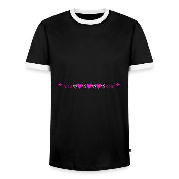 cœur en tartiner - T-shirt contrasté Homme - noir/blanc - Devant - AI Model Female 172 light (172cm) & AI Model Male 178 light (178cm)