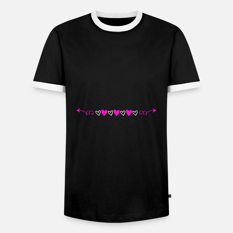 herz strich - Männer Kontrast-T-Shirt - Schwarz/Weiß