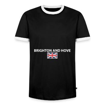 Brighton And Hove UK Britische Flagge Brite - Männer Kontrast-T-Shirt - Schwarz/Weiß - Vorne - AI Model Female 172 light (172cm) & AI Model Male 178 light (178cm)