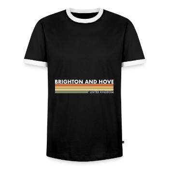 Brighton And Hove UK Britisch Brite - Männer Kontrast-T-Shirt - Schwarz/Weiß - Vorne - AI Model Female 172 light (172cm) & AI Model Male 178 light (178cm)