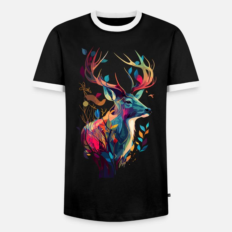 Jagd auf Hirsche bunt - Männer Kontrast-T-Shirt - Schwarz/Weiß