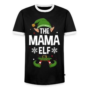 Le groupe familial Mama Elf Party Matching Mother - T-shirt contrasté Homme - noir/blanc - Devant - AI Model Female 172 light (172cm) & AI Model Male 178 light (178cm)