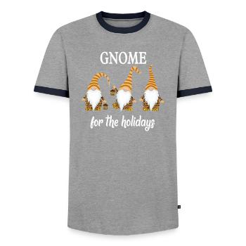 Gnome For The Holidays - Men's Ringer Shirt - grey/navy  - Front - AI Model Female 172 light (172cm) & AI Model Male 178 light (178cm)