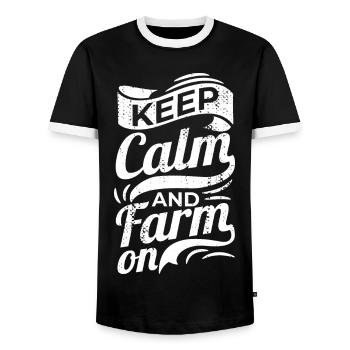 Stay calm and cultivate the land - Men's Ringer Shirt - black/white - Front - AI Model Female 172 light (172cm) & AI Model Male 178 light (178cm)