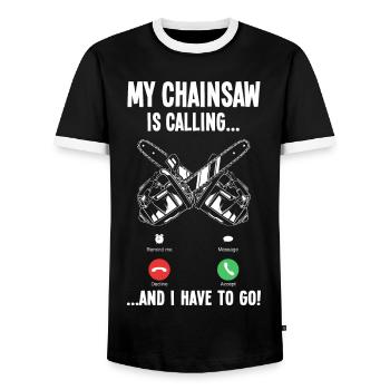 Holz Machen Kettensägen & Holzfäller Geschenk - Männer Kontrast-T-Shirt - Schwarz/Weiß - Vorne - AI Model Female 172 light (172cm) & AI Model Male 178 light (178cm)