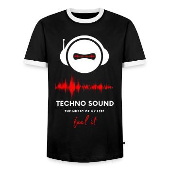 Techno Music Rave House - Men's Ringer Shirt - black/white - Front - AI Model Female 172 light (172cm) & AI Model Male 178 light (178cm)