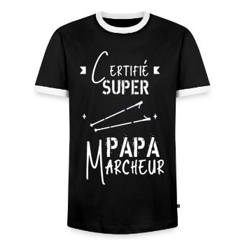 Super papa marcheur - T-shirt contrasté Homme - noir/blanc - Devant - AI Model Female 172 light (172cm) & AI Model Male 178 light (178cm)