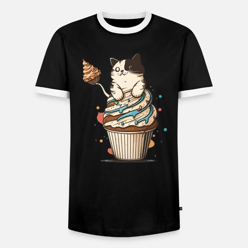 Cupcake Cat - Men's Ringer Shirt - black/white