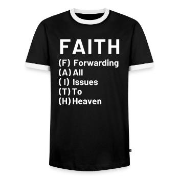 Glaube, Christus (Jesus) - Männer Kontrast-T-Shirt - Schwarz/Weiß - Vorne - AI Model Female 172 light (172cm) & AI Model Male 178 light (178cm)