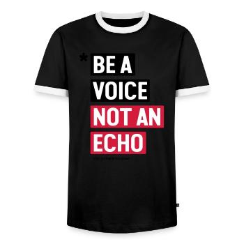 une voix non un écho - idée cadeau - T-shirt contrasté Homme - noir/blanc - Devant - AI Model Female 172 light (172cm) & AI Model Male 178 light (178cm)