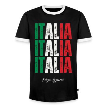 Flag of Italy, Italian pride - Men's Ringer Shirt - black/white - Front - AI Model Female 172 light (172cm) & AI Model Male 178 light (178cm)
