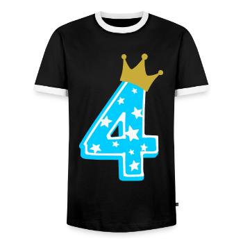 4 Krone 4. Geburtstag 4 Jahre - Männer Kontrast-T-Shirt - Schwarz/Weiß - Vorne - AI Model Female 172 light (172cm) & AI Model Male 178 light (178cm)