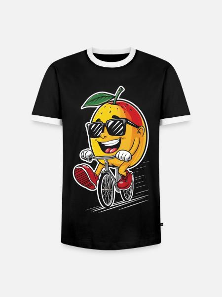 Mango Radfahren auf Fahrrad-Geschenk - Männer Kontrast-T-Shirt - Schwarz/Weiß