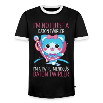 Gymnastik Design für Taktstock drehen - Männer Kontrast-T-Shirt - Schwarz/Weiß - Vorne - AI Model Female 172 light (172cm) & AI Model Male 178 light (178cm)