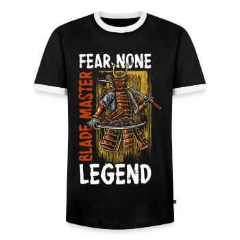 Krieger Kendo Geek Fechten - Männer Kontrast-T-Shirt - Schwarz/Weiß - Vorne - AI Model Female 172 light (172cm) & AI Model Male 178 light (178cm)