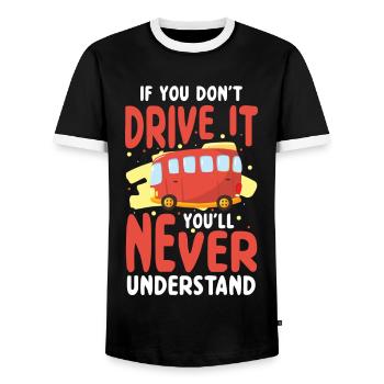 Travail de chauffeur - T-shirt contrasté Homme - noir/blanc - Devant - AI Model Female 172 light (172cm) & AI Model Male 178 light (178cm)
