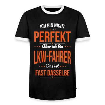 Ich bin nicht perfekt aber ich bin Lkw-Fahrer - Männer Kontrast-T-Shirt - Schwarz/Weiß - Vorne - AI Model Female 172 light (172cm) & AI Model Male 178 light (178cm)