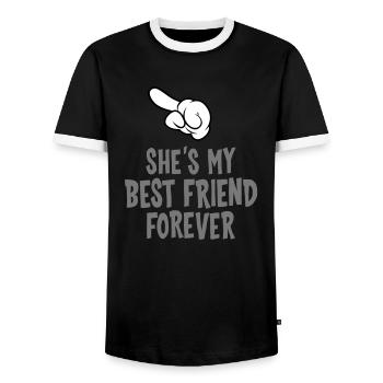 She´s My Best Friend Forever (left) - Männer Kontrast-T-Shirt - Schwarz/Weiß - Vorne - AI Model Female 172 light (172cm) & AI Model Male 178 light (178cm)