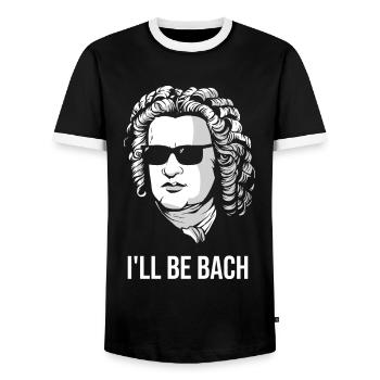 I'll Be Bach Funny Classical Music Gift Idea - Men's Ringer Shirt - black/white - Front - AI Model Female 172 light (172cm) & AI Model Male 178 light (178cm)