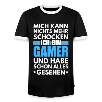 Non-shockable gamer - Men's Ringer Shirt - black/white - Front - AI Model Female 172 light (172cm) & AI Model Male 178 light (178cm)