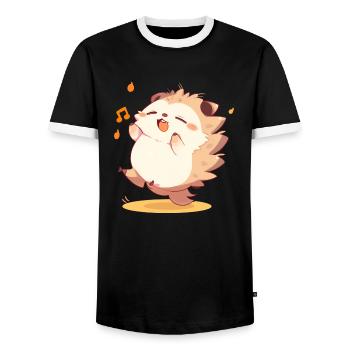 Cute hedgehog dancer - Men's Ringer Shirt - black/white - Front - AI Model Female 172 light (172cm) & AI Model Male 178 light (178cm)