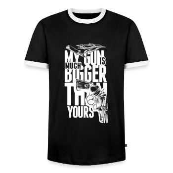 Weapon Gun Gun Gift - Men's Ringer Shirt - black/white - Front - AI Model Female 172 light (172cm) & AI Model Male 178 light (178cm)
