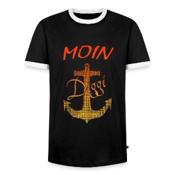 Anker Hamburg Moin Diggi - Männer Kontrast-T-Shirt - Schwarz/Weiß - Vorne - AI Model Female 172 light (172cm) & AI Model Male 178 light (178cm)