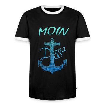 Hamburg Moin - Männer Kontrast-T-Shirt - Schwarz/Weiß - Vorne - AI Model Female 172 light (172cm) & AI Model Male 178 light (178cm)