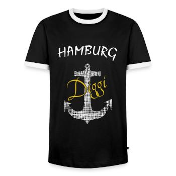 Hamburg - Männer Kontrast-T-Shirt - Schwarz/Weiß - Vorne - AI Model Female 172 light (172cm) & AI Model Male 178 light (178cm)