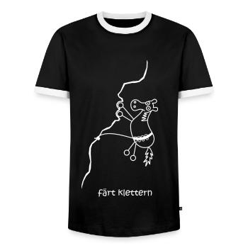 färt klettern, klettert, Pferd mit Rädern, climb - Männer Kontrast-T-Shirt - Schwarz/Weiß - Vorne - AI Model Female 172 light (172cm) & AI Model Male 178 light (178cm)