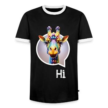 Giraffe diversity CSD rainbow 3D saying balloon - Men's Ringer Shirt - black/white - Front - AI Model Female 172 light (172cm) & AI Model Male 178 light (178cm)
