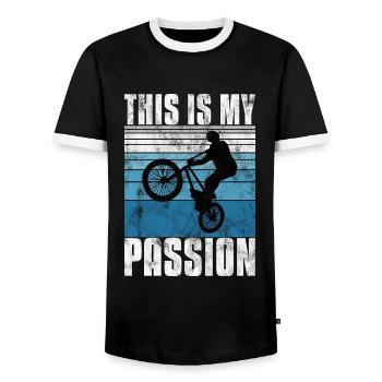 BMX is my passion Bike Bike - Men's Ringer Shirt - black/white - Front - AI Model Female 172 light (172cm) & AI Model Male 178 light (178cm)