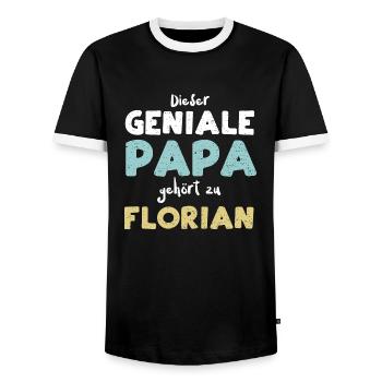 Dieser Geniale Papa Gehört Zu Fl... - Männer Kontrast-T-Shirt - Schwarz/Weiß - Vorne - AI Model Female 172 light (172cm) & AI Model Male 178 light (178cm)