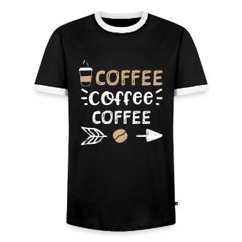 Coffee Coffee Coffee - Coffee - Männer Kontrast-T-Shirt - Schwarz/Weiß - Vorne - AI Model Female 172 light (172cm) & AI Model Male 178 light (178cm)