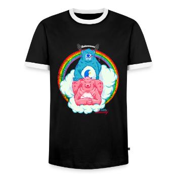 Ours coquins - T-shirt contrasté Homme - noir/blanc - Devant - AI Model Female 172 light (172cm) & AI Model Male 178 light (178cm)