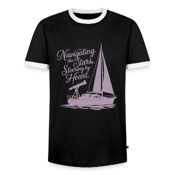 Segeln Segelboot Sterne Teleskop - Männer Kontrast-T-Shirt - Schwarz/Weiß - Vorne - AI Model Female 172 light (172cm) & AI Model Male 178 light (178cm)