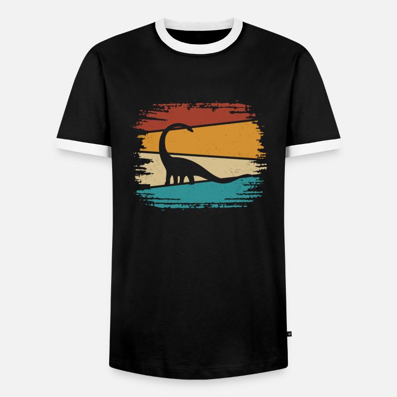 Brachiosaurus Dino Dinosaur - Men's Ringer Shirt - black/white
