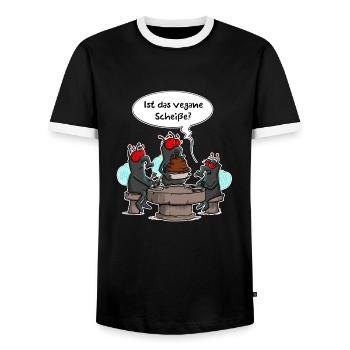 Vegane Scheiße - Männer Kontrast-T-Shirt - Schwarz/Weiß - Vorne - AI Model Female 172 light (172cm) & AI Model Male 178 light (178cm)