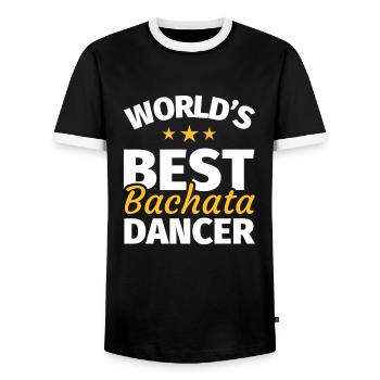 Bachata dance gift - Men's Ringer Shirt - black/white - Front - AI Model Female 172 light (172cm) & AI Model Male 178 light (178cm)